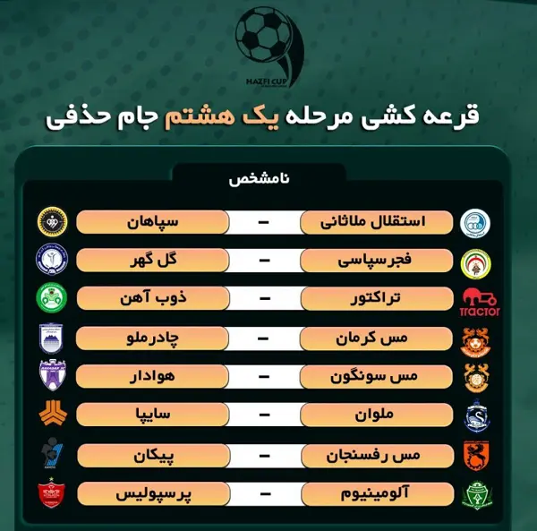 نتایج کامل قرعه کشی جام حذفی و حریفان پرسپولیس و سپاهان