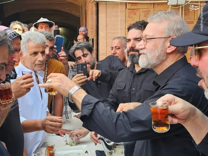 خادمی لاریجانی در یک موکب در پیاده روی اربعین+کس