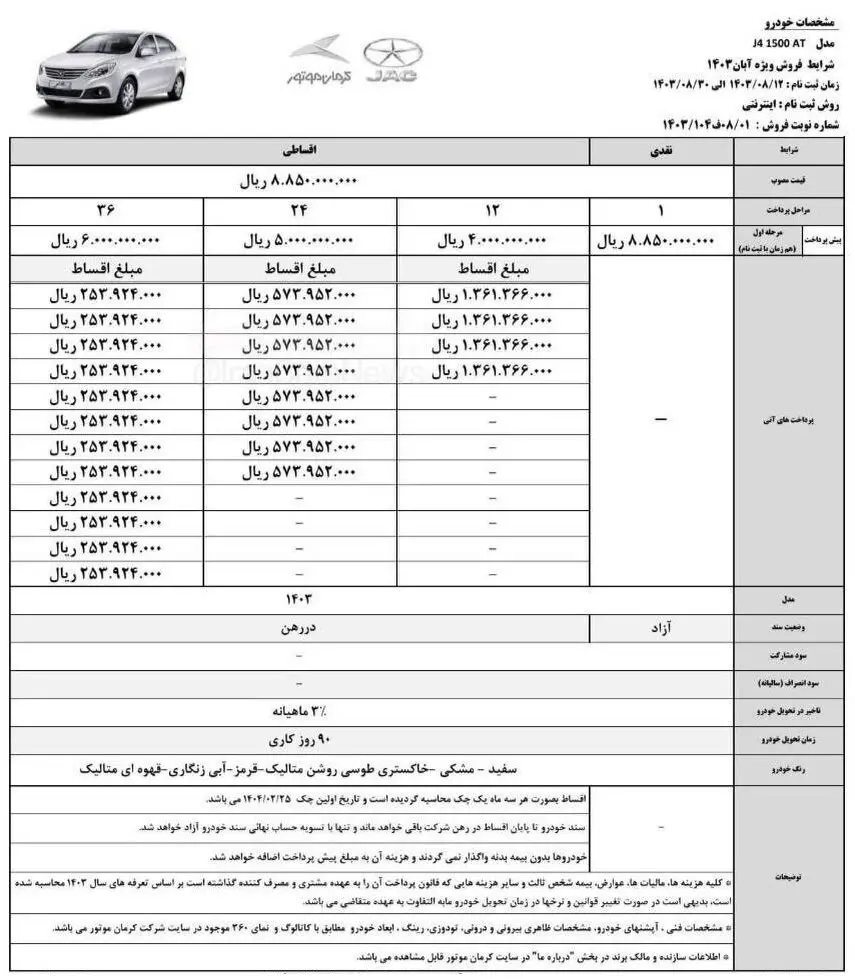 فروش اقساطی محصولات کرمان موتور آغاز می‌شود +جدول و شرایط