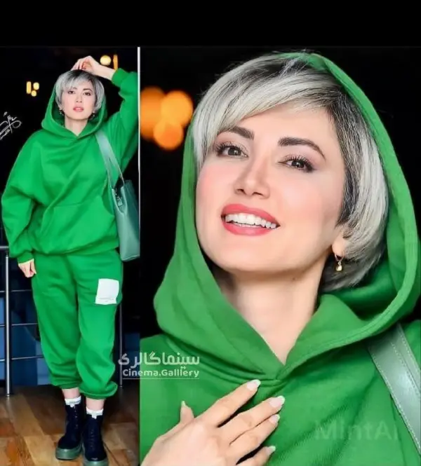 سمیرا حسینی با ست سبز 