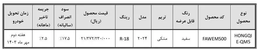 فروش فوری هونگچی برقی آغاز شد + شرایط