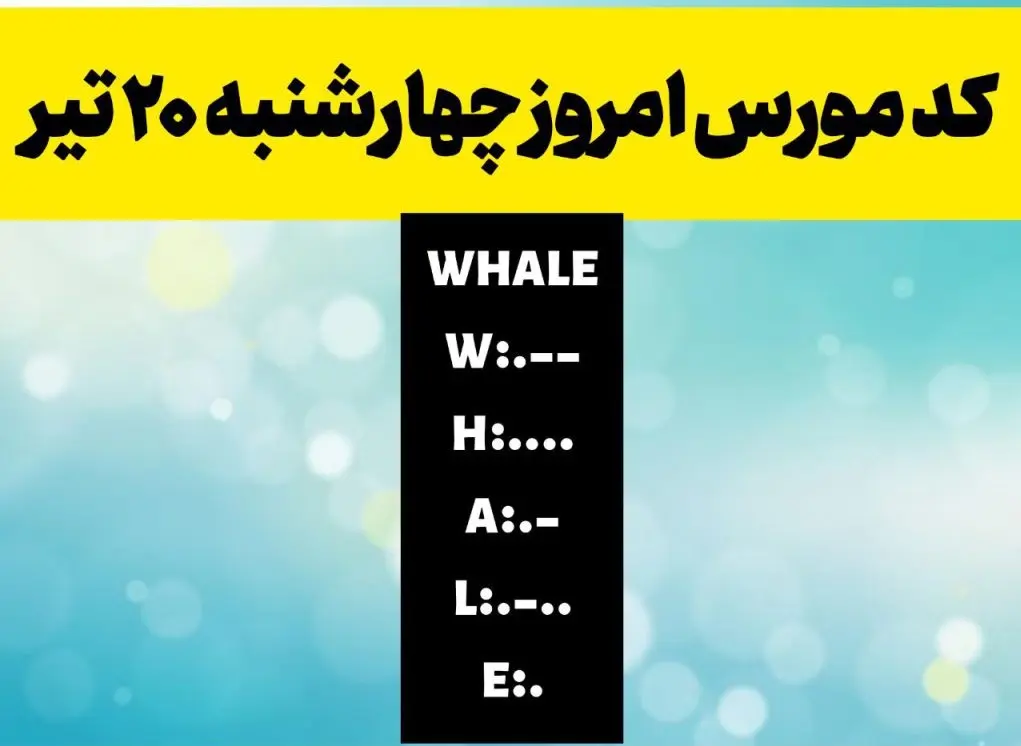 کد مورس یک روش قدیمی برای انتقال پیام است که در آن به جای حروف از یک رشته متشکل از نشانه‌های بلند و کوتاه (ـ و •) استفاده می‌شود. این روش انتقال پیام در گذشته برای ارتباط از طریق تلگراف نیز کاربرد داشت. تصویر زیر راهنمای کامل حروف الفبای انگلیسی بر اساس ک