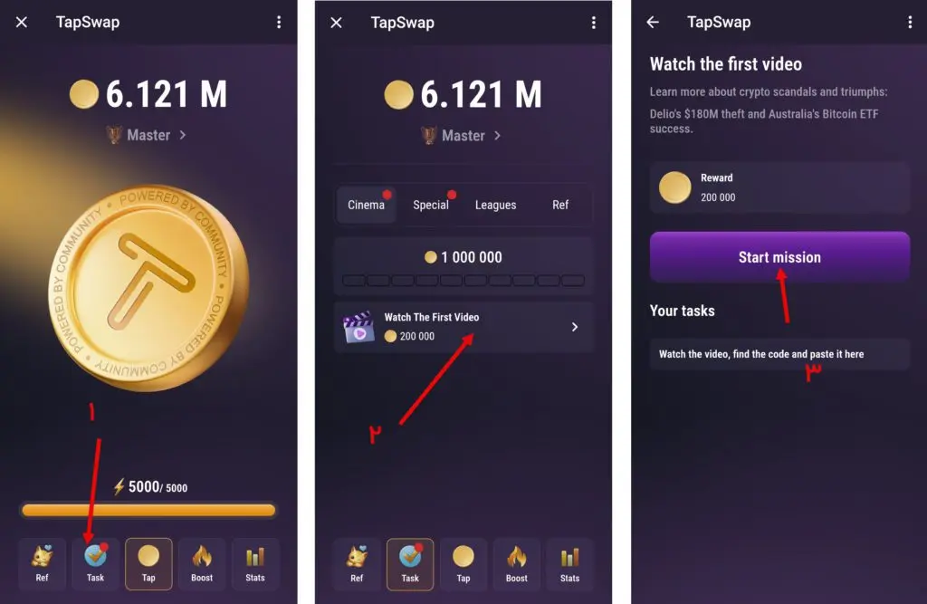 کد تپ‌سواپ امروز ۳ مهر + کد همه ویدئوهای TapSwap+ آموزش 