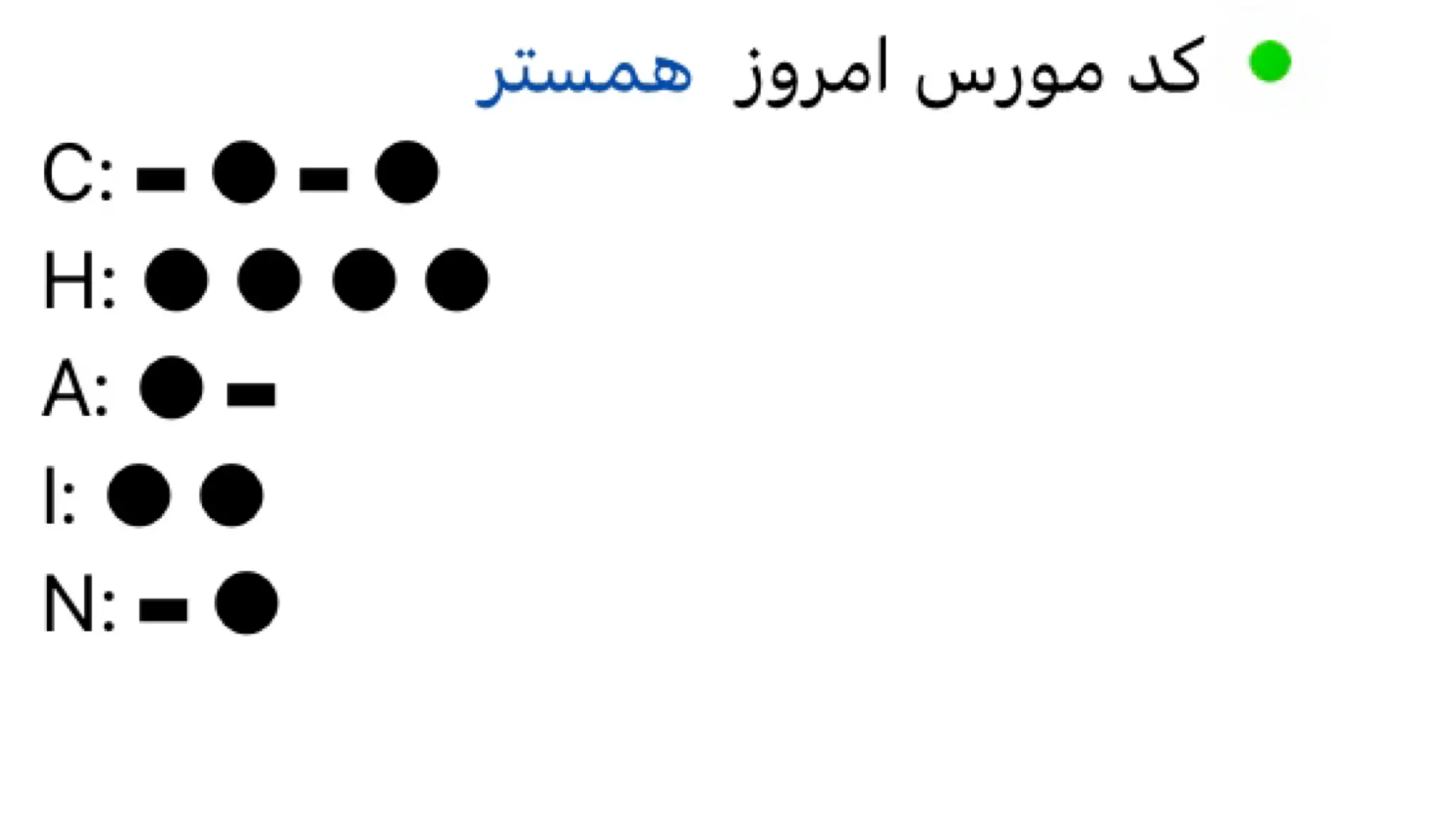 کد مورس یک میلیونی همستر ۱۷ مرداد