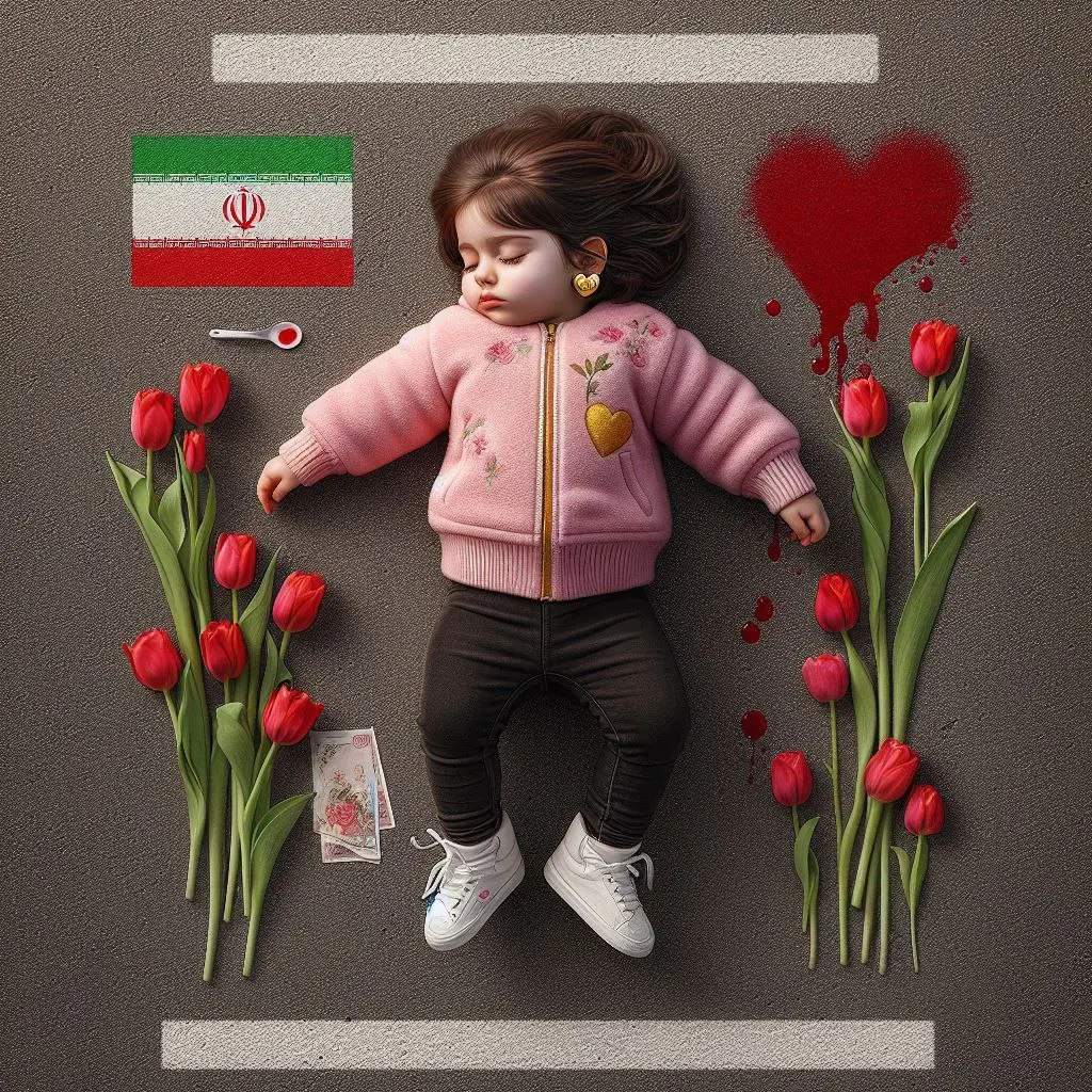 عکس زیبای هوش مصنوعی از ریحانه سلطانی شهید کاپشن صورتی کرمان