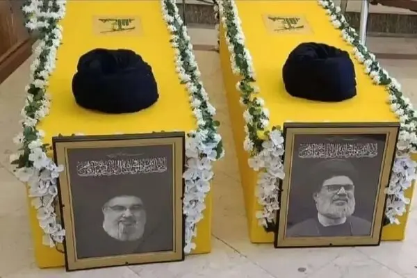 عکس جدید از تابوت سید حسن نصرالله و هاشم صفی الدین