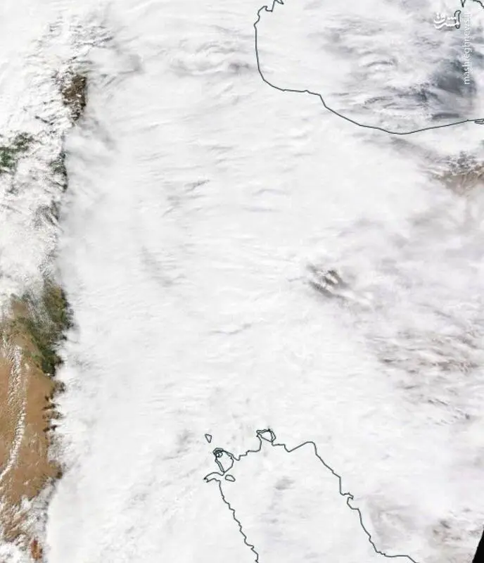 تصویر ناسا از پوشش سنگین ابرهای باران‌زا بر فراز ایران