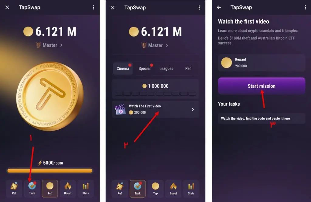 کد تپ سواپ امروز ۲۱ مهر + کد همه ویدیوهای TapSwap
