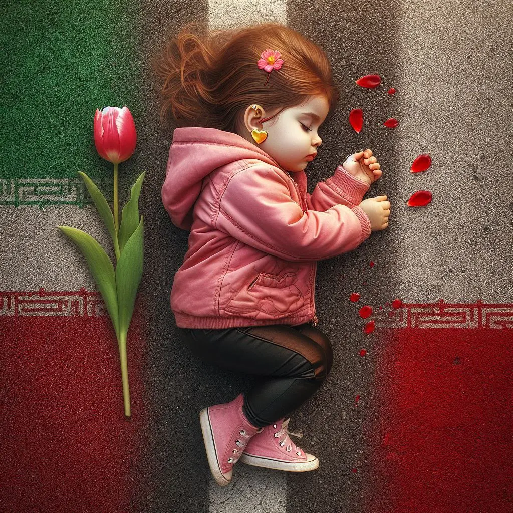 عکس زیبای هوش مصنوعی از ریحانه سلطانی شهید کاپشن صورتی کرمان