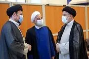 حسن خمینی در کنار روحانی و رئیسی/عکس