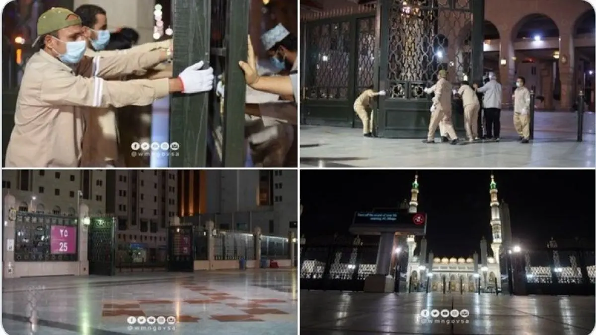 بازگشایی مسجد النبی(ص) و حضور نمازگزاران + تصاویر