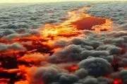  نمایی دیدنی از غروب آفتاب برفراز ابرها