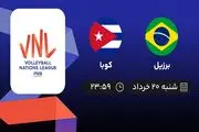 پخش زنده لیگ ملت های والیبال: برزیل - کوبا 20 خرداد 1402