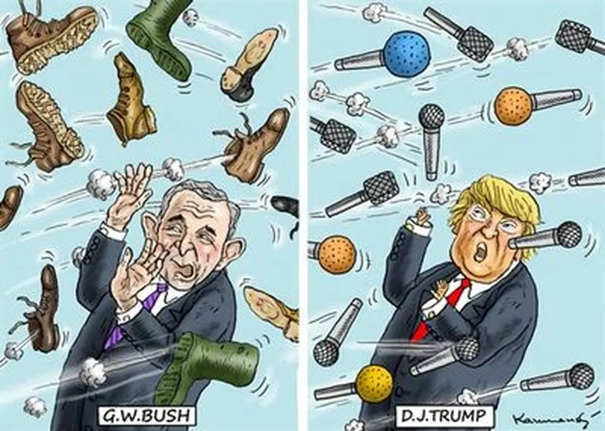 تفاوت و شباهت جالب ترامپ و بوش! /کاریکاتور