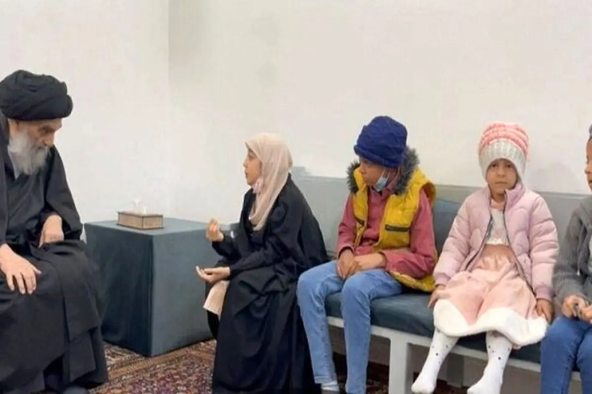 دیدار «آیت الله سیستانی» با کودکان سرطانی