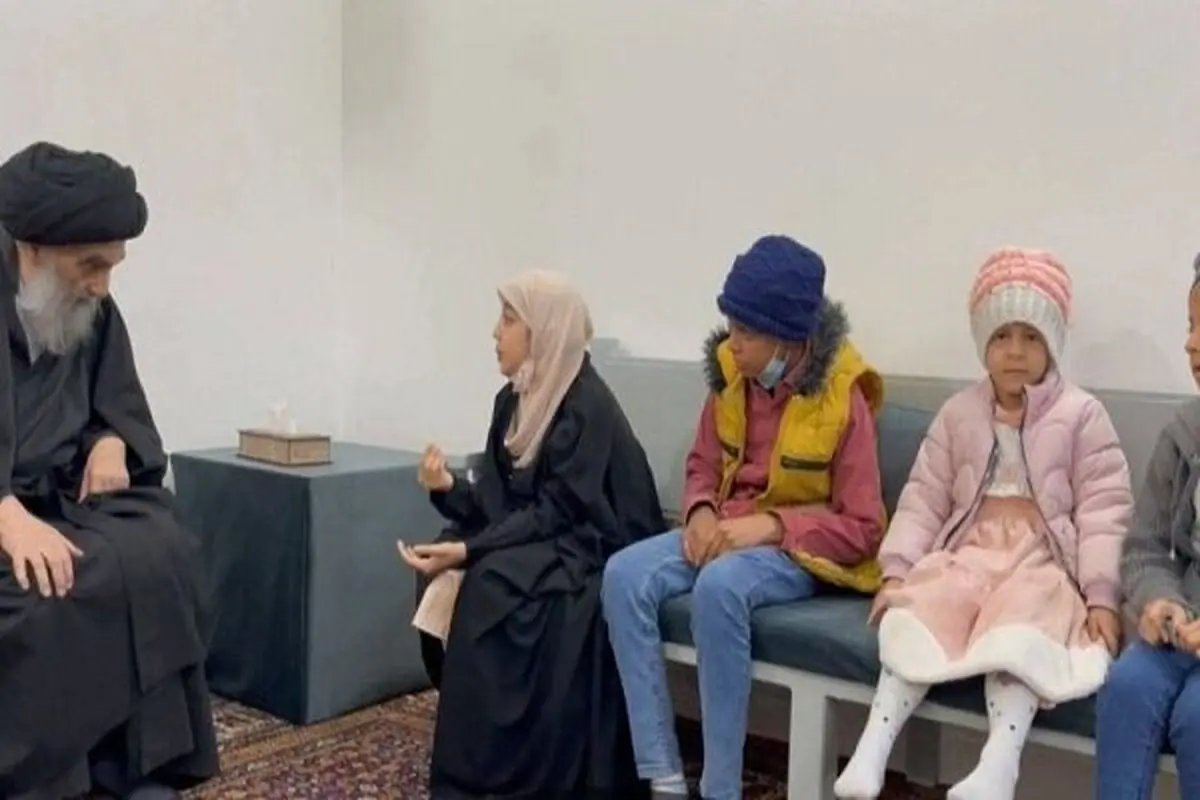 دیدار «آیت الله سیستانی» با کودکان سرطانی