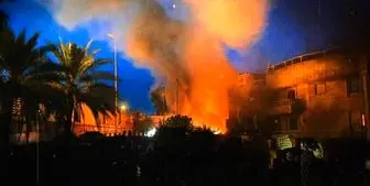 فیلم آتش زدن سفارت سوئد در بغداد