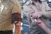 قانون شکنان با قمه از ٣ نیروى شهربان پذیرایى کردند!+تصاویر