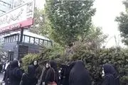 تجمع خانواده‌های جانباختگان سانحه هوایی یاسوج مقابل سازمان هلال احمر