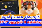 کمبو کارت‌های ۵ میلیونی همستر ۱۱ شهریور+ روزشمار لیست شدن