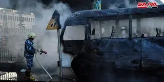 انفجار تروریستی در مسیر یک اتوبوس در دمشق +تصاویر