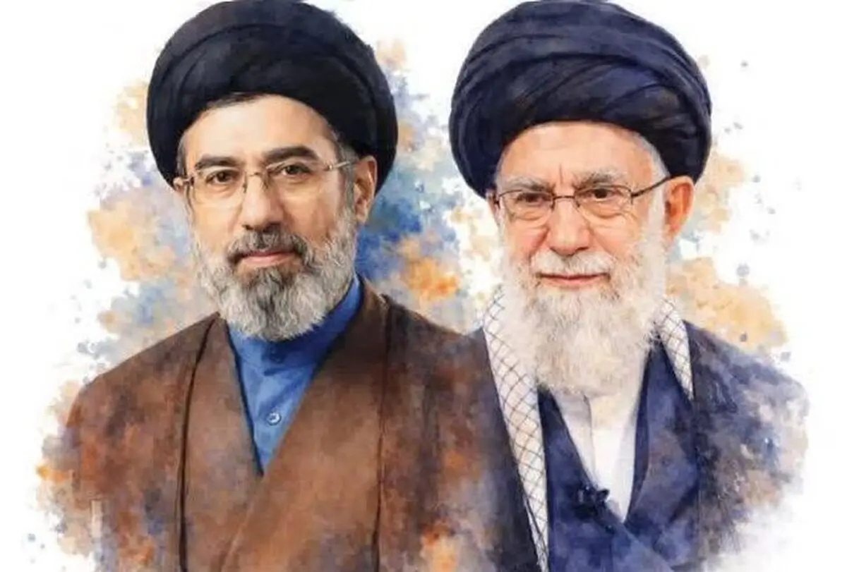 تصویری از آیت‌الله سیدمجتبی خامنه‌ای به ‌همراه رهبر شهید انقلاب در جریان یکی از سفرهای استانی
