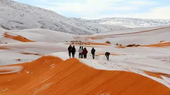 بارش کم سابقه برف در صحرای مغرب