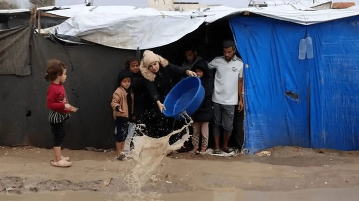 سیلاب در غزه چادر آوارگان را غرق کرد