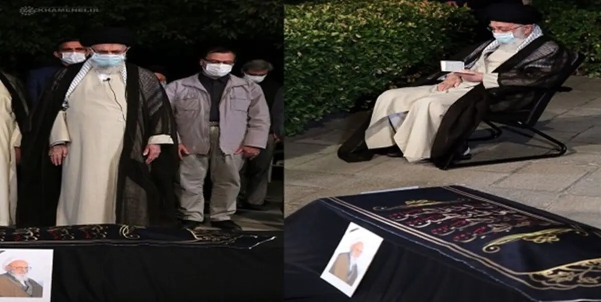 اقامه نماز رهبر معظم انقلاب بر پیکر علامه حسن زاده آملی