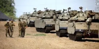 آماده باش خودروهای زرهی و تک‌تیراندازن صهیونیست در مرز غزه