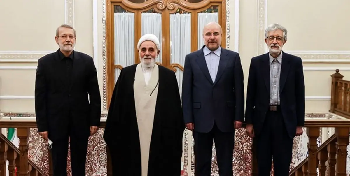 ضیافت افطاری رئیس مجلس با حضور ناطق، لاریجانی و حدادعادل+تصاویر