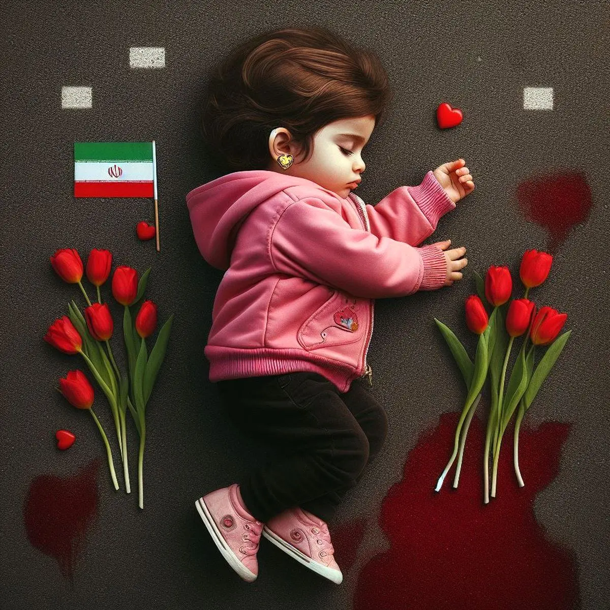 عکس زیبای هوش مصنوعی از ریحانه سلطانی شهید کاپشن صورتی کرمان