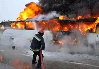 اتوبوس گرگان- زابل در آتش سوخت