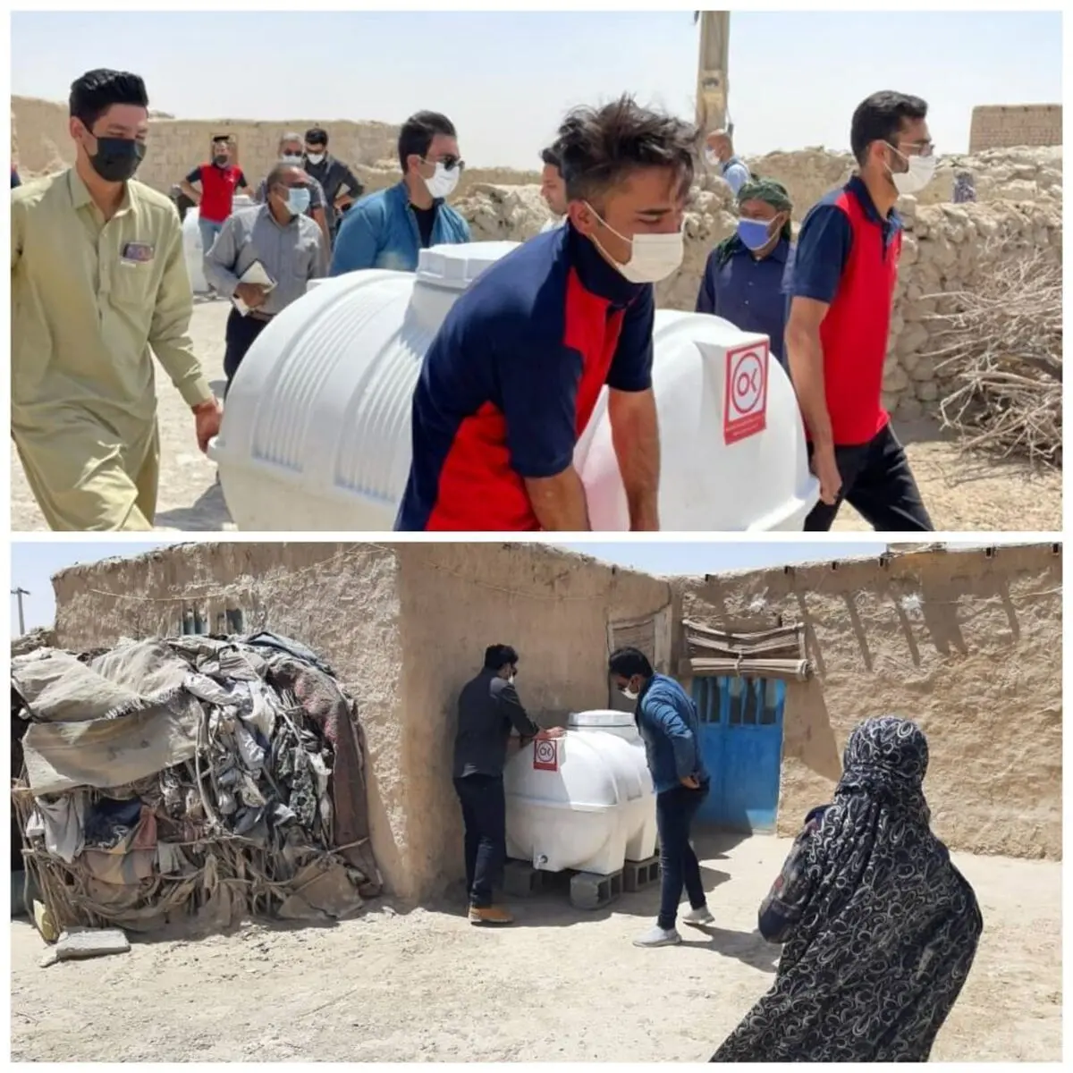 توزیع مخازن هزار لیتری آب در روستای کندوکه بخش هیرمند سیستان و بلوچستان

