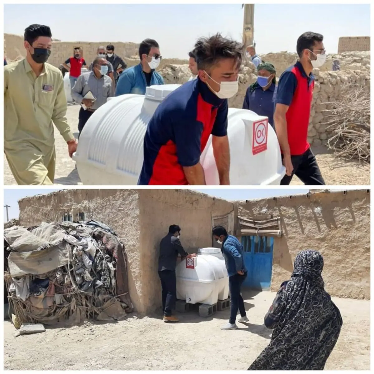 توزیع مخازن هزار لیتری آب در روستای کندوکه بخش هیرمند سیستان و بلوچستان

