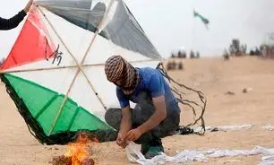 حمله هوایی صهیونیست‌ها به غزه در پاسخ به بادبادک