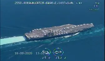 رصد ناو هواپیمابر نیمیتز آمریکا توسط پهپادهای سپاه+ فیلم