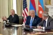 لحظه دخالت ترامپ در دست دادن الهام علی‌اف با پاشینیان