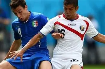 شکست ایتالیا برابر کاستاریکا در پایان نیمه اول