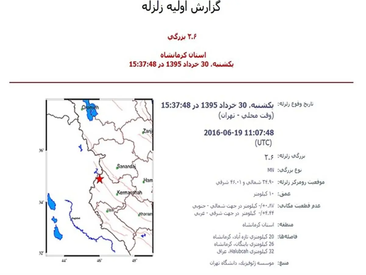 بار دیگر زلزله ثلاث باباجانی را لرزاند+جزئیات