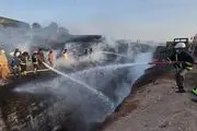 آتش گرفتن 500 تن مواد سوختی در حادثه گمرک فراه در مرز ایران