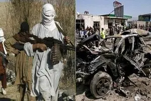 منهدم شدن خودروی مملو از مواد منفجره طالبان 