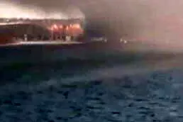 آتش سوزی در پایگاه دریایی ارتش اوکراین+فیلم
