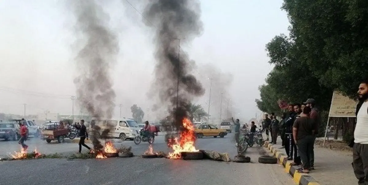 مسدود کردن جاده کربلاء به نجف توسط آشوبگران