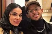 سلفی مهدی قائدی و همسرش با ماشین لاکچری
