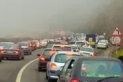 ترافیک سنگین در جاده چالوس