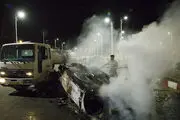 تصادف تانکر سوخت با اتوبوس مسافربری/ گزارش تصویری