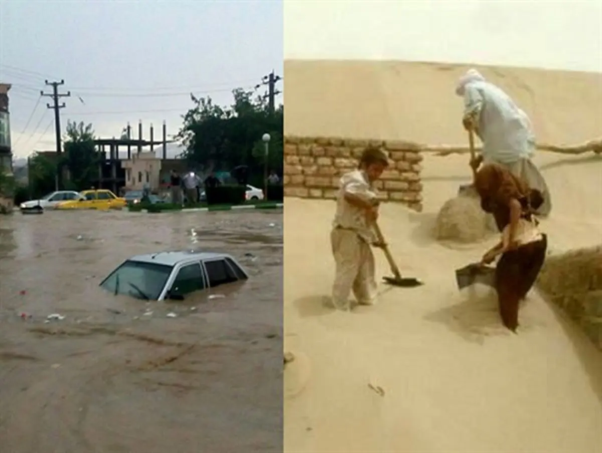 مرگ 6 نفر بر اثر سیل در جنوب و نجات 1850 نفر از طوفان شن در شمال استان