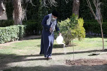 رهبر معظم انقلاب به مناسبت روز دختکاری نهال کاشتند/گزارش تصویری