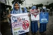 تظاهرات مردم اندونزی بر ضد ولنتاین+تصاویر